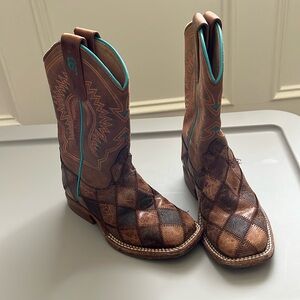 Anderson Bean Kids Boots - Brown and Teal